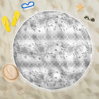 Samoa White Sunday Beach Blanket Samoan Tapa White Hibiscus - Polynesian Pride