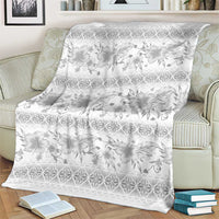 Samoa White Sunday Blanket Samoan Tapa White Hibiscus - Polynesian Pride