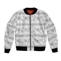 Samoa White Sunday Bomber Jacket Samoan Tapa White Hibiscus - Polynesian Pride