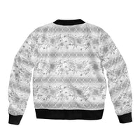 Samoa White Sunday Bomber Jacket Samoan Tapa White Hibiscus - Polynesian Pride