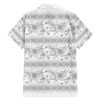 Samoa White Sunday Family Matching Off Shoulder Maxi Dress and Hawaiian Shirt Samoan Tapa White Hibiscus - Polynesian Pride