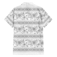 Samoa White Sunday Family Matching Short Sleeve Bodycon Dress and Hawaiian Shirt Samoan Tapa White Hibiscus - Polynesian Pride