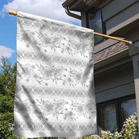 Samoa White Sunday Garden Flag Samoan Tapa White Hibiscus - Polynesian Pride