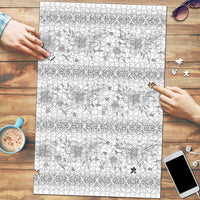 Samoa White Sunday Puzzle Samoan Tapa White Hibiscus LT05 White - Polynesian Pride