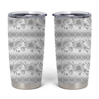 Samoa White Sunday Tumbler Cup Samoan Tapa White Hibiscus - Polynesian Pride