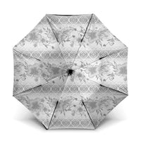 Samoa White Sunday Umbrella Samoan Tapa White Hibiscus LT05 One Size Folded 11.42 inch Opened Diameter 37.4 inch White - Polynesian Pride