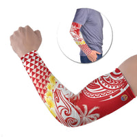 Personalised Tahiti Surfing Arm Sleeves Polynesian Style LT05 Set of 2 Red - Polynesian Pride