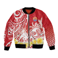 Personalised Tahiti Surfing Bomber Jacket Polynesian Style LT05 Unisex Red - Polynesian Pride