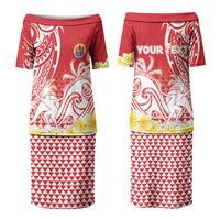 Personalised Tahiti Surfing Couples Matching Puletasi and Hawaiian Shirt Polynesian Style