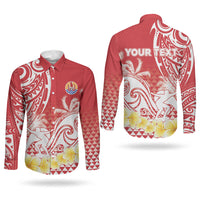 Personalised Tahiti Surfing Couples Matching Puletasi and Long Sleeve Button Shirt Polynesian Style