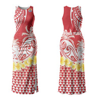 Personalised Tahiti Surfing Couples Matching Tank Maxi Dress and Long Sleeve Button Shirt Polynesian Style