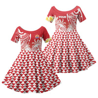 Personalised Tahiti Surfing Family Matching Off Shoulder Maxi Dress and Hawaiian Shirt Polynesian Style