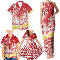 Personalised Tahiti Surfing Family Matching Tank Maxi Dress and Hawaiian Shirt Polynesian Style LT05 - Polynesian Pride