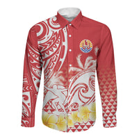 Personalised Tahiti Surfing Long Sleeve Button Shirt Polynesian Style