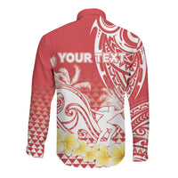 Personalised Tahiti Surfing Long Sleeve Button Shirt Polynesian Style