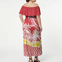 Personalised Tahiti Surfing Off Shoulder Maxi Dress Polynesian Style