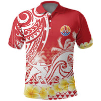 Personalised Tahiti Surfing Polo Shirt Polynesian Style