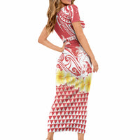 Personalised Tahiti Surfing Short Sleeve Bodycon Dress Polynesian Style