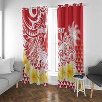 Personalised Tahiti Surfing Window Curtain Polynesian Style LT05 With Grommets Red - Polynesian Pride