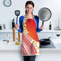 Tahiti Plumeria Tribal Pattern Apron Wave Style Red LT05 - Polynesian Pride