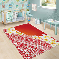 Tahiti Plumeria Tribal Pattern Area Rug Wave Style Red LT05 - Polynesian Pride