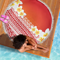 Tahiti Plumeria Tribal Pattern Beach Blanket Wave Style Red LT05 - Polynesian Pride