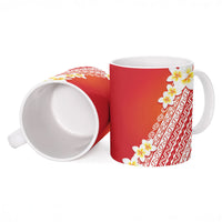 Tahiti Plumeria Tribal Pattern Ceramic Mug Wave Style Red LT05 - Polynesian Pride