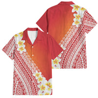 Tahiti Plumeria Tribal Pattern Family Matching Puletasi and Hawaiian Shirt Wave Style Red LT05 Dad's Shirt - Short Sleeve Red - Polynesian Pride