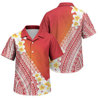 Tahiti Plumeria Tribal Pattern Family Matching Summer Maxi Dress and Hawaiian Shirt Wave Style Red LT05 Son's Shirt Red - Polynesian Pride