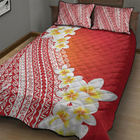 Tahiti Plumeria Tribal Pattern Quilt Bed Set Wave Style Red LT05 - Polynesian Pride