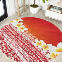 Tahiti Plumeria Tribal Pattern Round Carpet Wave Style Red LT05 Red - Polynesian Pride