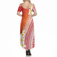 Tahiti Plumeria Tribal Pattern Summer Maxi Dress Wave Style Red LT05 - Polynesian Pride