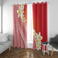Tahiti Plumeria Tribal Pattern Window Curtain Wave Style Red LT05 With Grommets Red - Polynesian Pride