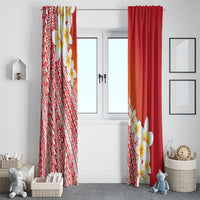 Tahiti Plumeria Tribal Pattern Window Curtain Wave Style Red LT05 - Polynesian Pride