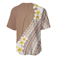 Tahiti Plumeria Tribal Pattern Baseball Jersey Wave Style Brown LT05 - Polynesian Pride