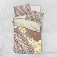 Tahiti Plumeria Tribal Pattern Bedding Set Wave Style Brown LT05 US Twin 172cm x 218cm Brown - Polynesian Pride