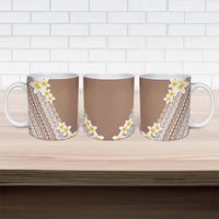 Tahiti Plumeria Tribal Pattern Ceramic Mug Wave Style Brown LT05 - Polynesian Pride