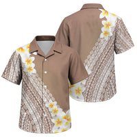 Tahiti Plumeria Tribal Pattern Family Matching Summer Maxi Dress and Hawaiian Shirt Wave Style Brown LT05 Son's Shirt Brown - Polynesian Pride