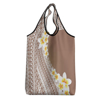 Tahiti Plumeria Tribal Pattern Grocery Bag Wave Style Brown LT05 - Polynesian Pride