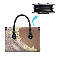Tahiti Plumeria Tribal Pattern Leather Bag Wave Style Brown LT05 - Polynesian Pride