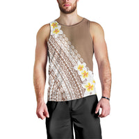 Tahiti Plumeria Tribal Pattern Men Tank Top Wave Style Brown LT05 - Polynesian Pride