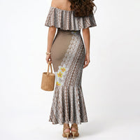 Tahiti Plumeria Tribal Pattern Mermaid Dress Wave Style Brown LT05 - Polynesian Pride