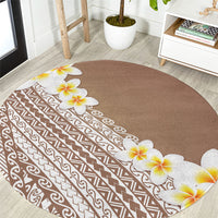 Tahiti Plumeria Tribal Pattern Round Carpet Wave Style Brown LT05 Brown - Polynesian Pride