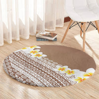 Tahiti Plumeria Tribal Pattern Round Carpet Wave Style Brown LT05 - Polynesian Pride