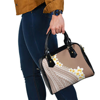 Tahiti Plumeria Tribal Pattern Shoulder Handbag Wave Style Brown LT05 - Polynesian Pride