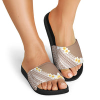 Tahiti Plumeria Tribal Pattern Slide Sandals Wave Style Brown LT05 - Polynesian Pride