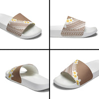Tahiti Plumeria Tribal Pattern Slide Sandals Wave Style Brown LT05 - Polynesian Pride
