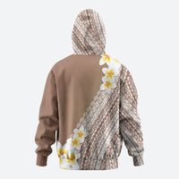 Tahiti Plumeria Tribal Pattern Zip Hoodie Wave Style Brown LT05 - Polynesian Pride