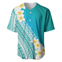 Tahiti Plumeria Tribal Pattern Baseball Jersey Wave Style Turquoise LT05 Turquoise - Polynesian Pride
