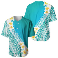 Tahiti Plumeria Tribal Pattern Baseball Jersey Wave Style Turquoise LT05 - Polynesian Pride